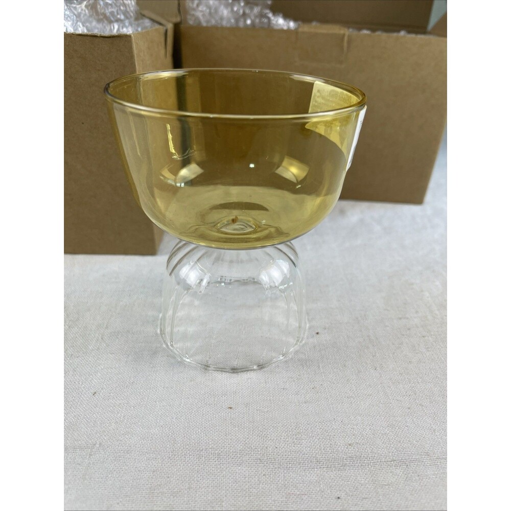 Set of 4 Threshold Amber/Yellow Pedestal Cocktail Glasses 9.47oz Sherbet Bowls